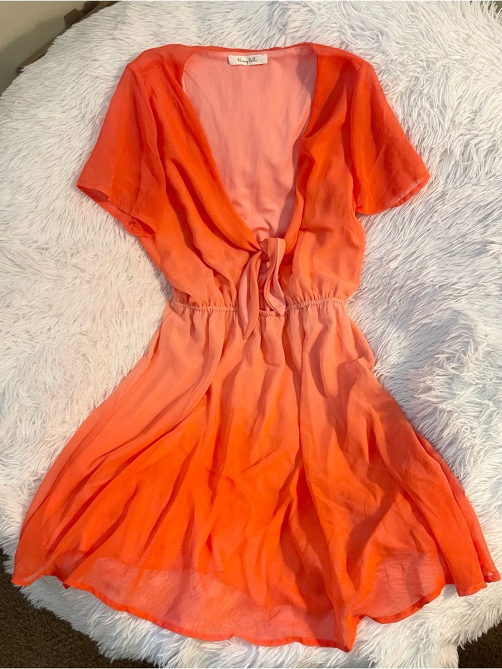 Ombré low cut bow tie Flowing boho gypsy hippie festival dress